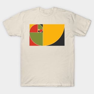 Golden Ratio Fibonacci Spiral in Pan African colors T-Shirt